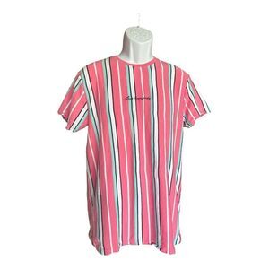 Mens San Francisco Work Shirts Love Everybody Striped Script Tee Shirt - Sz L